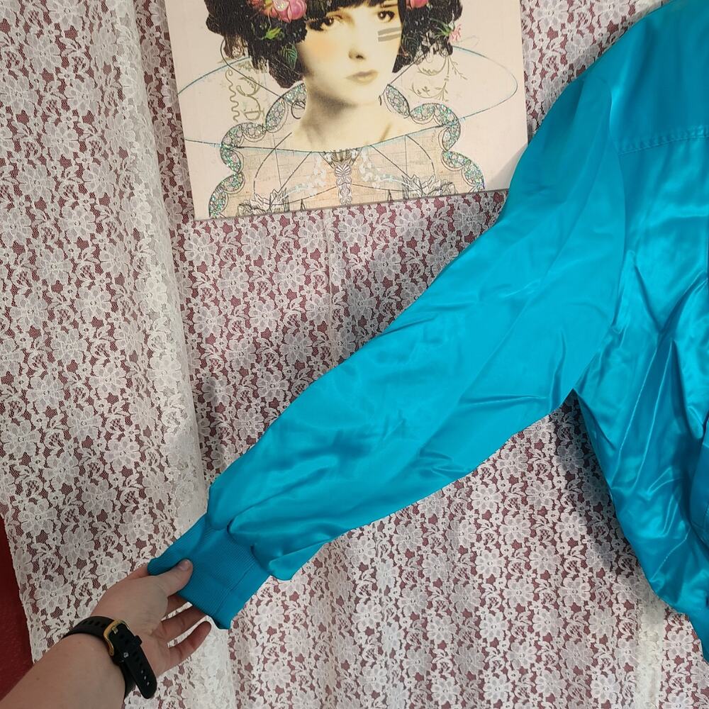 Vintage 80s West Ark blue satin embroidered windbreaker size 2xl - Picture 8 of 13